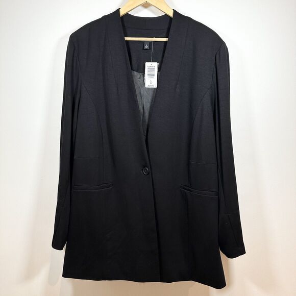 Torrid Ponte Collarless Blazer Stretch Size 4X Plus Size Black One Button Front - Picture 1 of 15